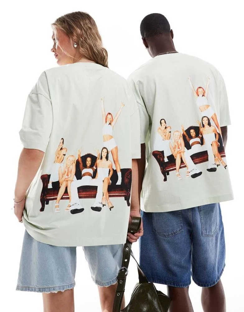 ASOS ASOS DESIGN unisex oversized t-shirt with The Spice Girls prints in pastel green 1