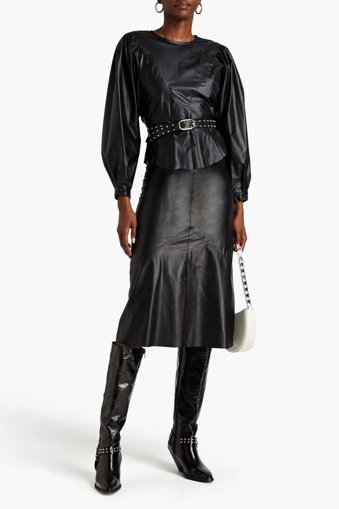 Isabel Marant Domi modal-blend faux leather midi skirt 2