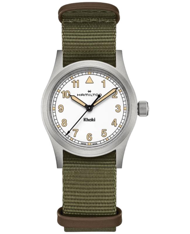 Hamilton Hamilton Khaki Field Quartz 33mm White Dial Green Fabric Strap Women's Watch H69301910