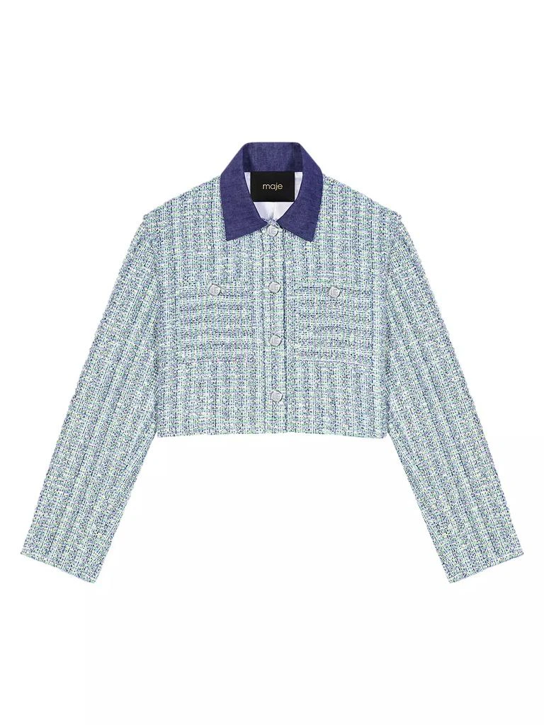 Maje Contrast Tweed Cropped Jacket 1