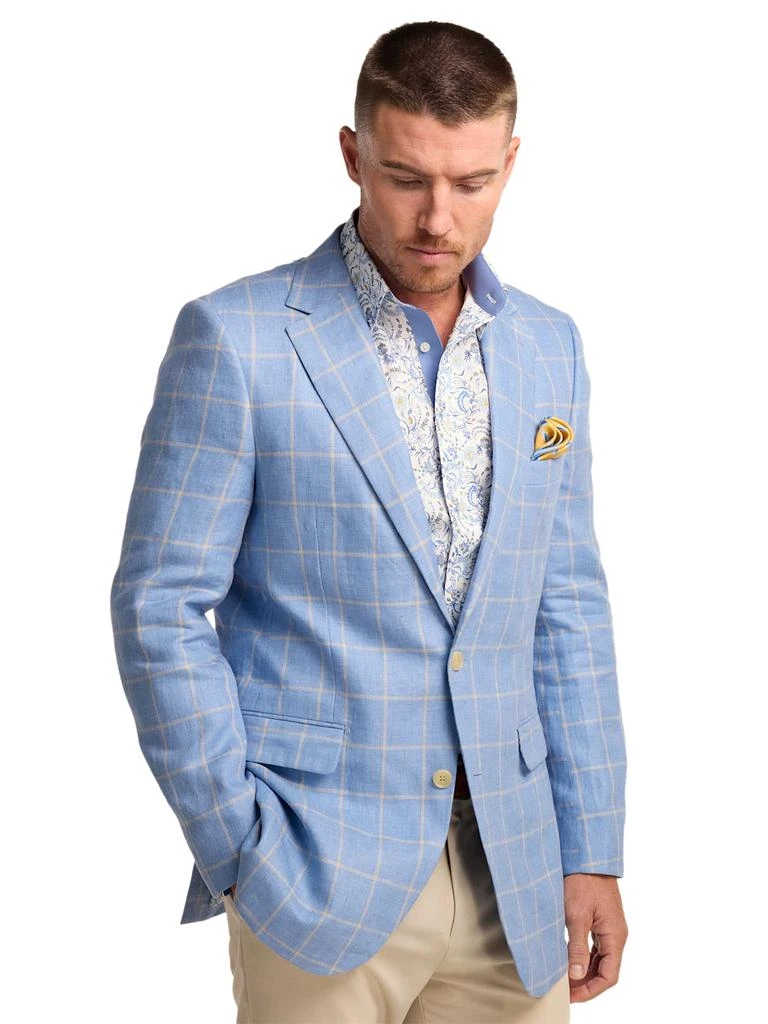 Paul Fredrick Windowpane Linen Single Breasted Notch Lapel Sport Coat 2
