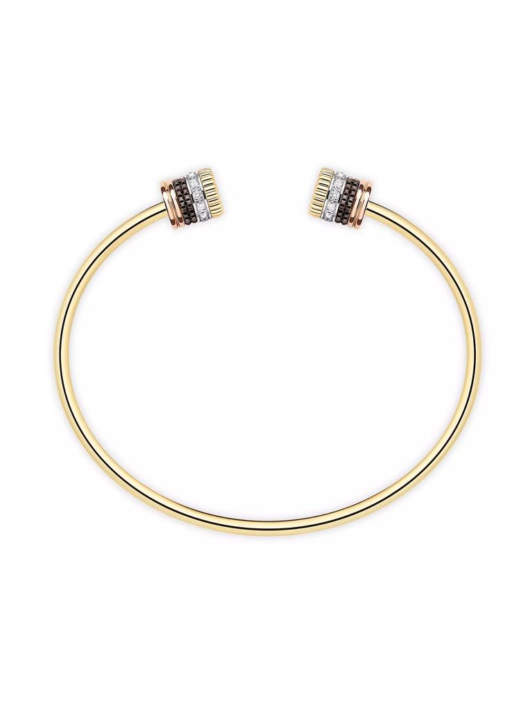 Boucheron Quatre Classique Tri-Tone 18K Gold, 0.23 TCW Diamond & PVD Cuff
