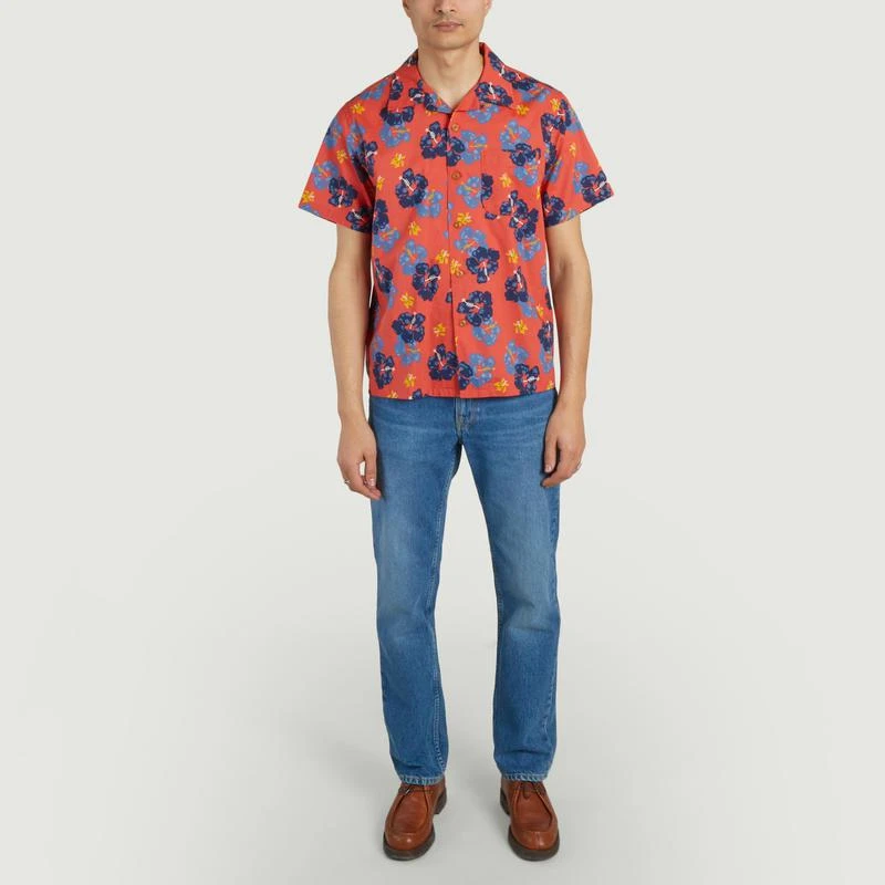 Nudie Jeans Arthur Flower Hawaiian Shirt Rouge NUDIE JEANS 4