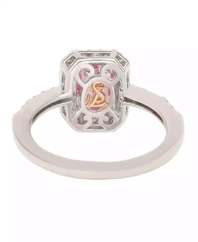 Suzy Levian New York Suzy Levian Sterling Silver Emerald Cut Sapphire 
Created White Sapphire Halo Ring 4