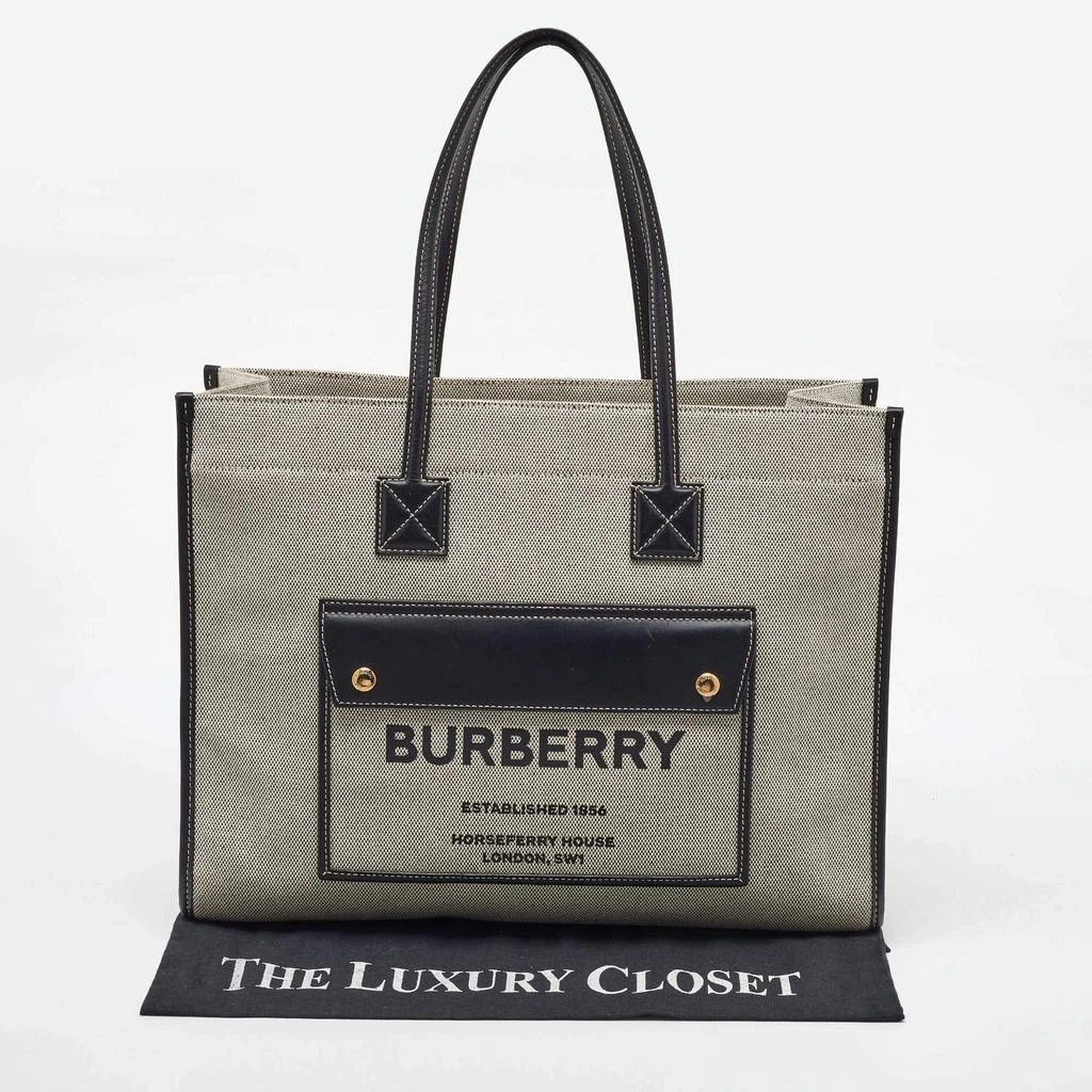 Burberry Burberry Black/Grey Canvas and Leather Medium Freya Tote 11