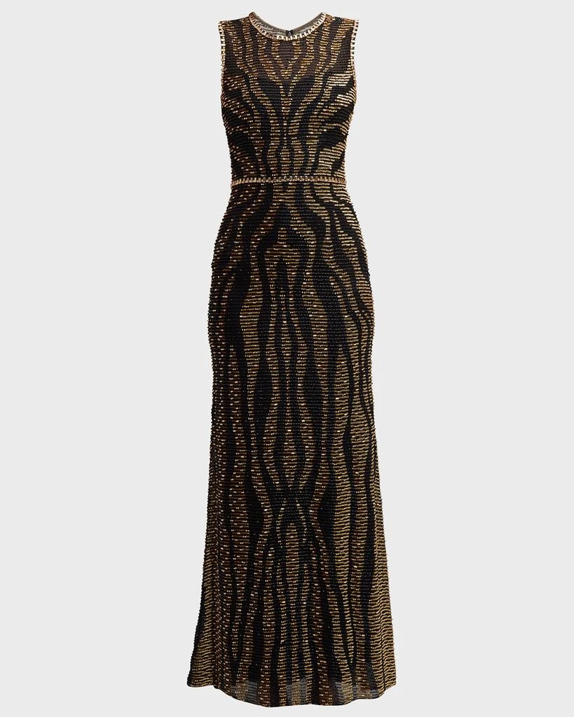Jenny Packham Zebra Beaded Sleeveless Column Gown 2
