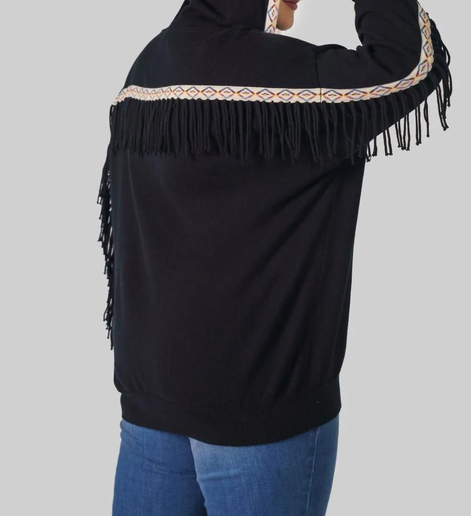 Minnie Rose Minnie Rose - Cotton Cashmere Embroidered Fringe Hoodie - Plus 4