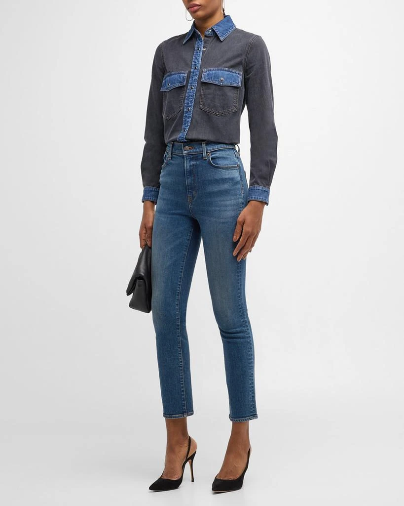 VERONICA BEARD Noah Color Block Denim Shirt 2