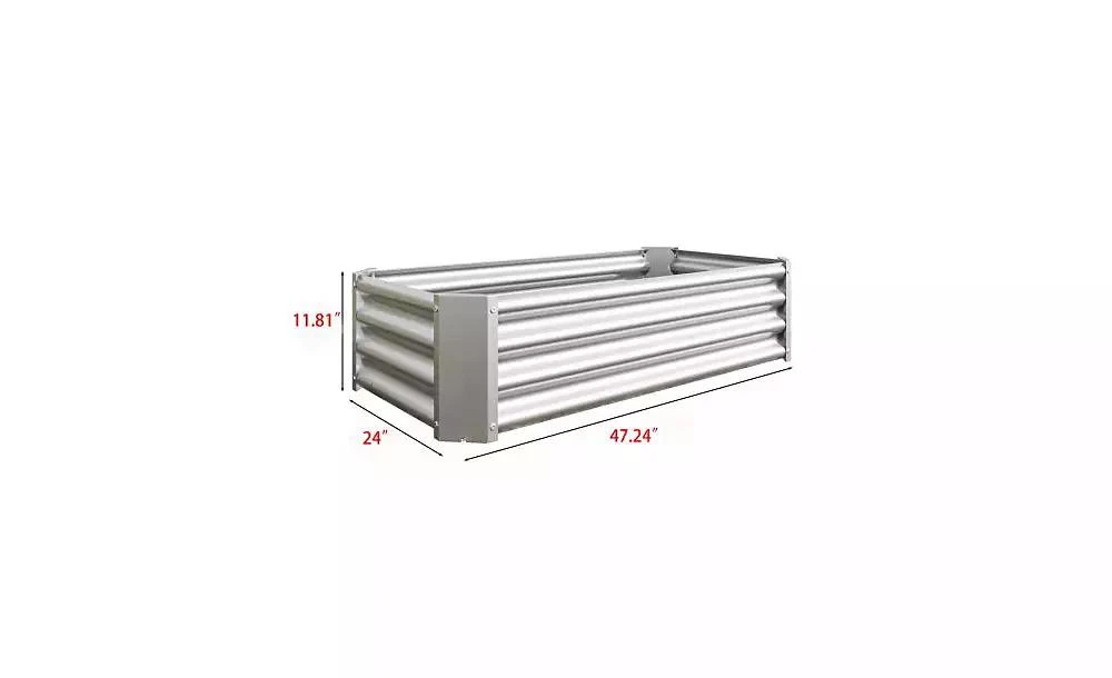 Flynama Metal Raised Garden Bed Rectangle Raised Planter 4ft L x 2ft W x 1ft H for Flowers Vegetables Herb Silver 11