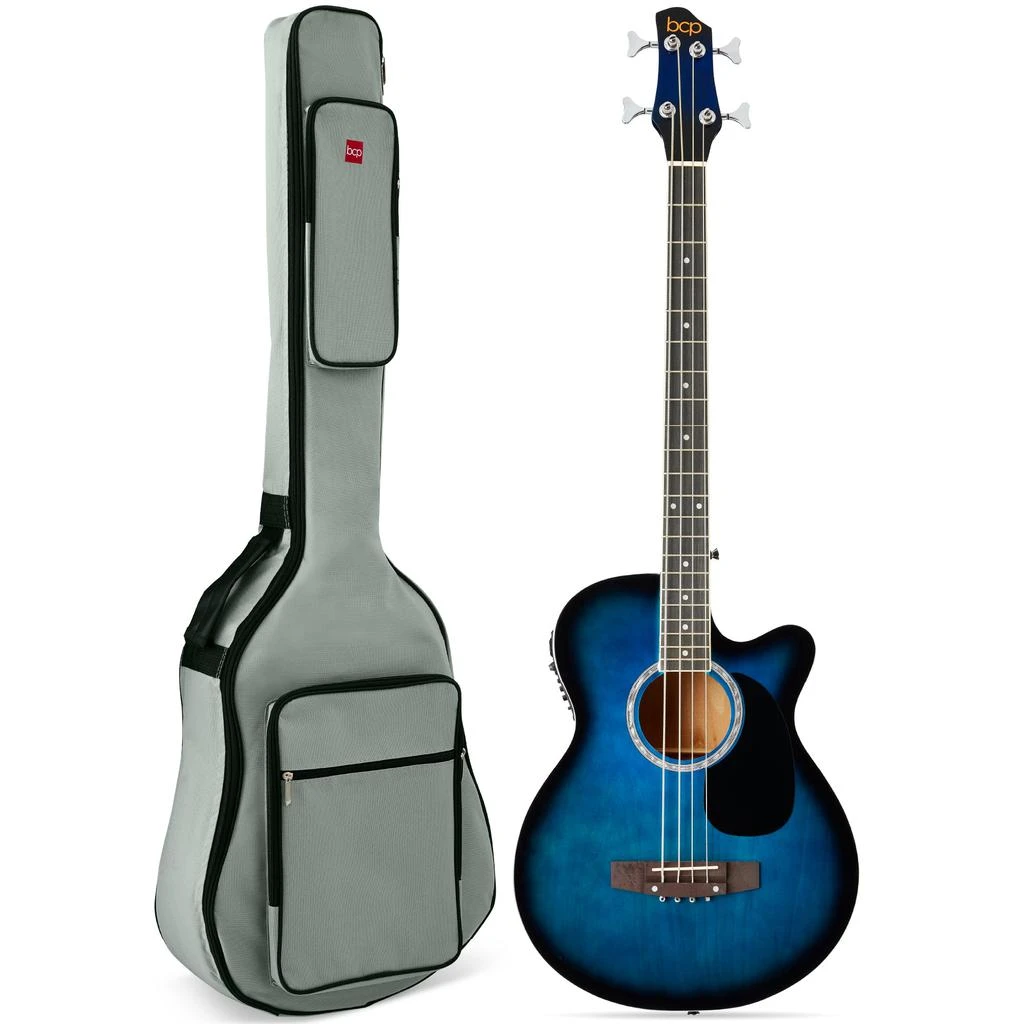 Best Choice Products 22-Fret Full Size Acoustic Electric Bass Guitar w/ 4-Band Equalizer, Truss Rod 12