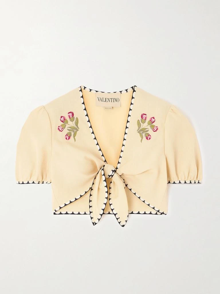 Valentino 刺绣波点真丝边饰帆布短款上衣  - IT36
