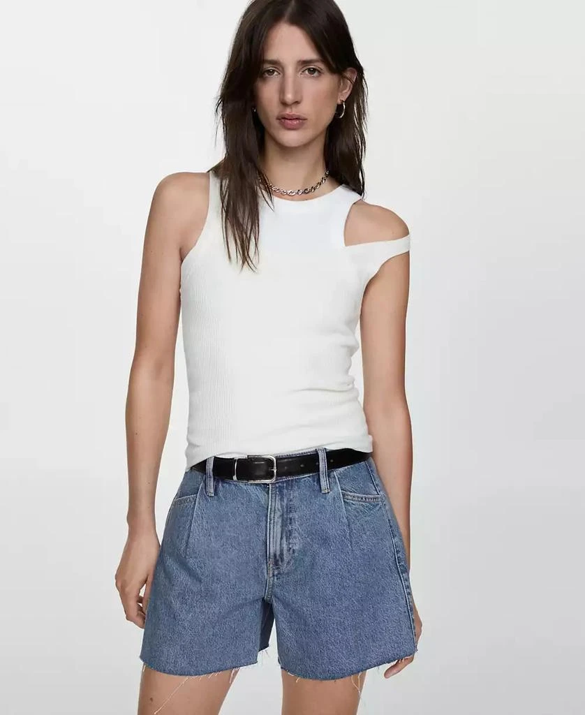 Mango Women's Frayed Hem Denim Shorts 6
