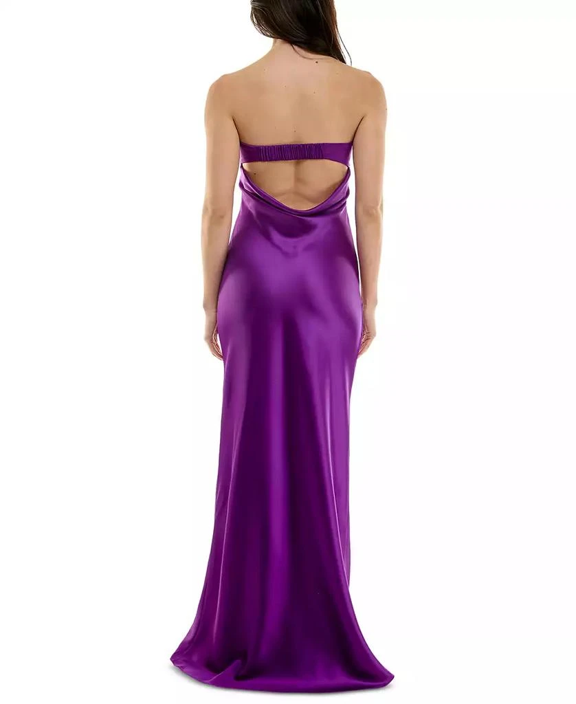 Emerald Sundae Juniors' Strapless Drape-Back Satin Gown, Created for Macy's 2