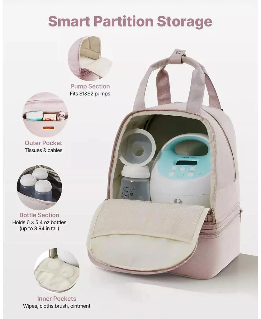 Mecale Breast Pump Backpack with Ice Pack, Fits S1/S2, Storage for Pump Accessories 
Breastmilk, Portable Carrying Bag, Light Pink 5
