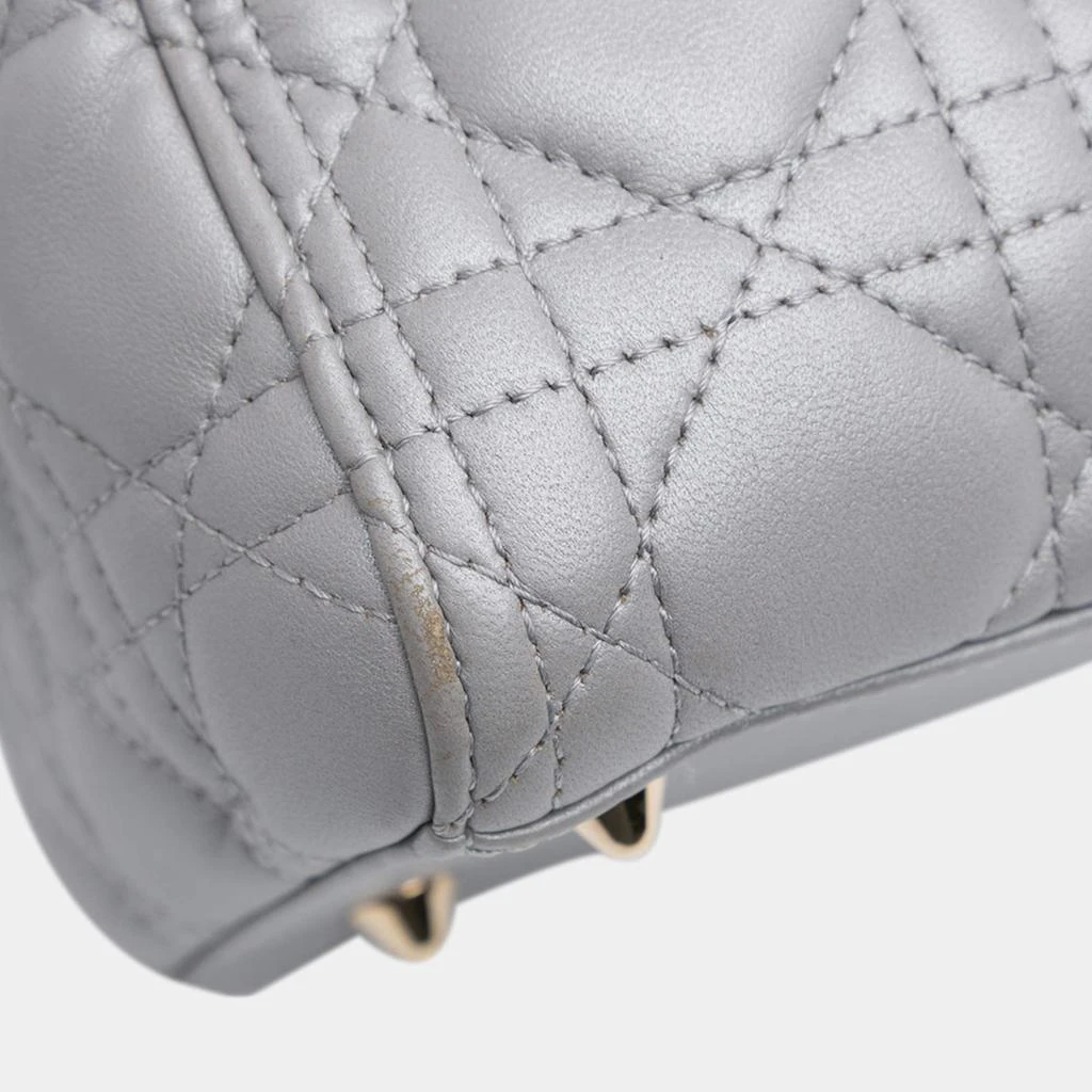 Dior Dior Grey Lambskin Cannage Medium Lady Dior Tote Bag 6