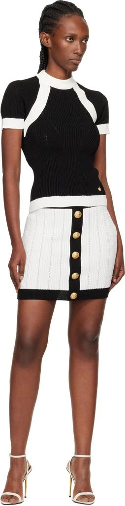 Balmain Black 
White Short-Sleeved Knit Top 4
