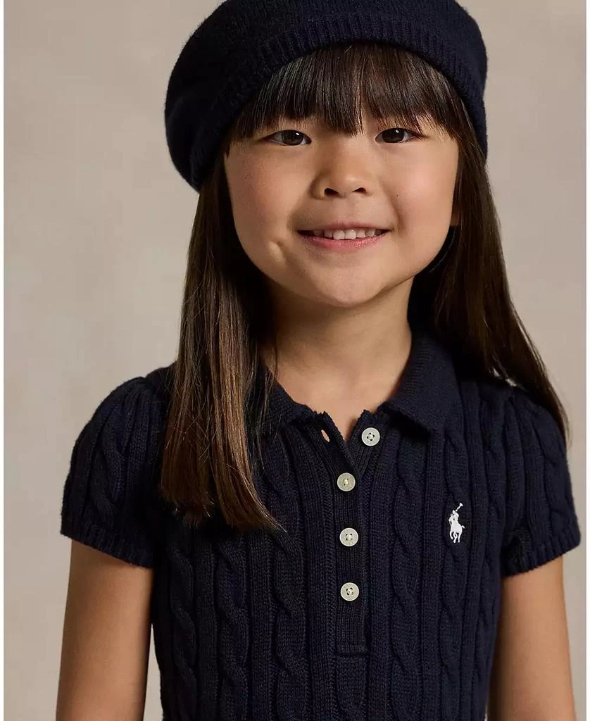 Polo Ralph Lauren Toddler and Little Girls Cable-Knit Cotton Polo Sweater Dress - RL Navy W/ Prch Cream - Size 5
