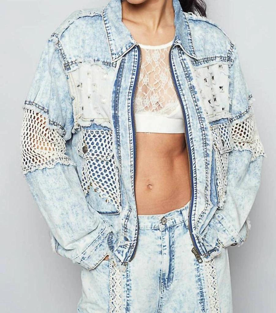 POL Pol - Long Sleeve Stud 3d Cargo Pockets Denim Jacket 4