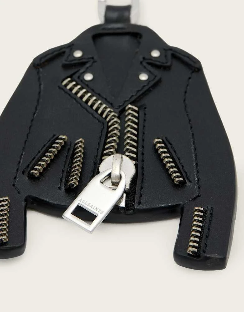 ALL SAINTS AllSaints balfern leather jacket keyring in black and silver 2