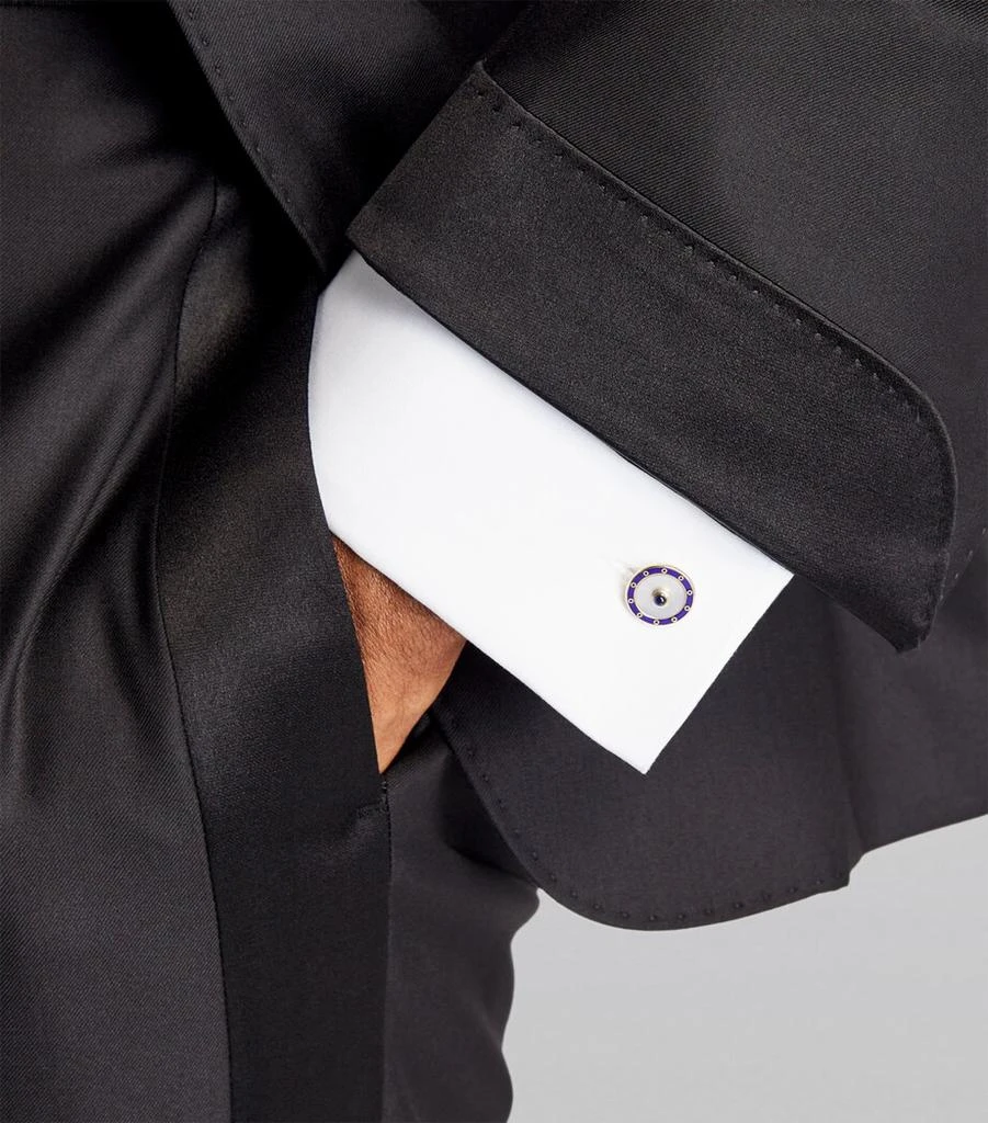 Deakin & Francis Yellow Gold and Sapphire Chain-Link Cufflinks 4