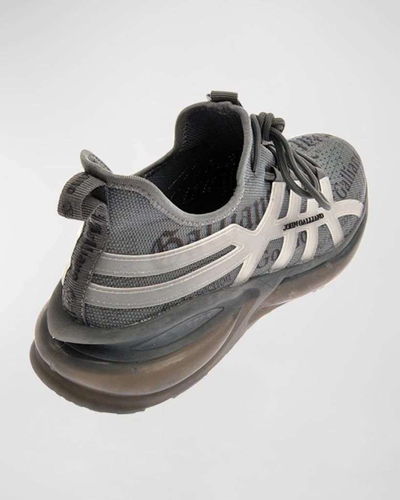 John Galliano Paris Men's Gazette Print Fabric Logo Runner Sneakers 3