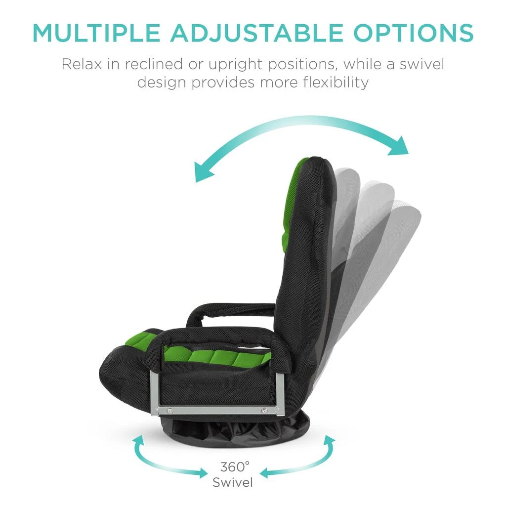 Best Choice Products 360-Degree Swivel Gaming Floor Chair w/ Armrest Handles, Foldable Adjustable Back 2