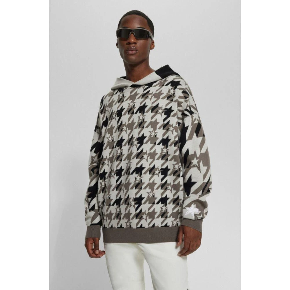 BOSS x Perfect Moment knitted-wool hoodie with houndstooth pattern 3