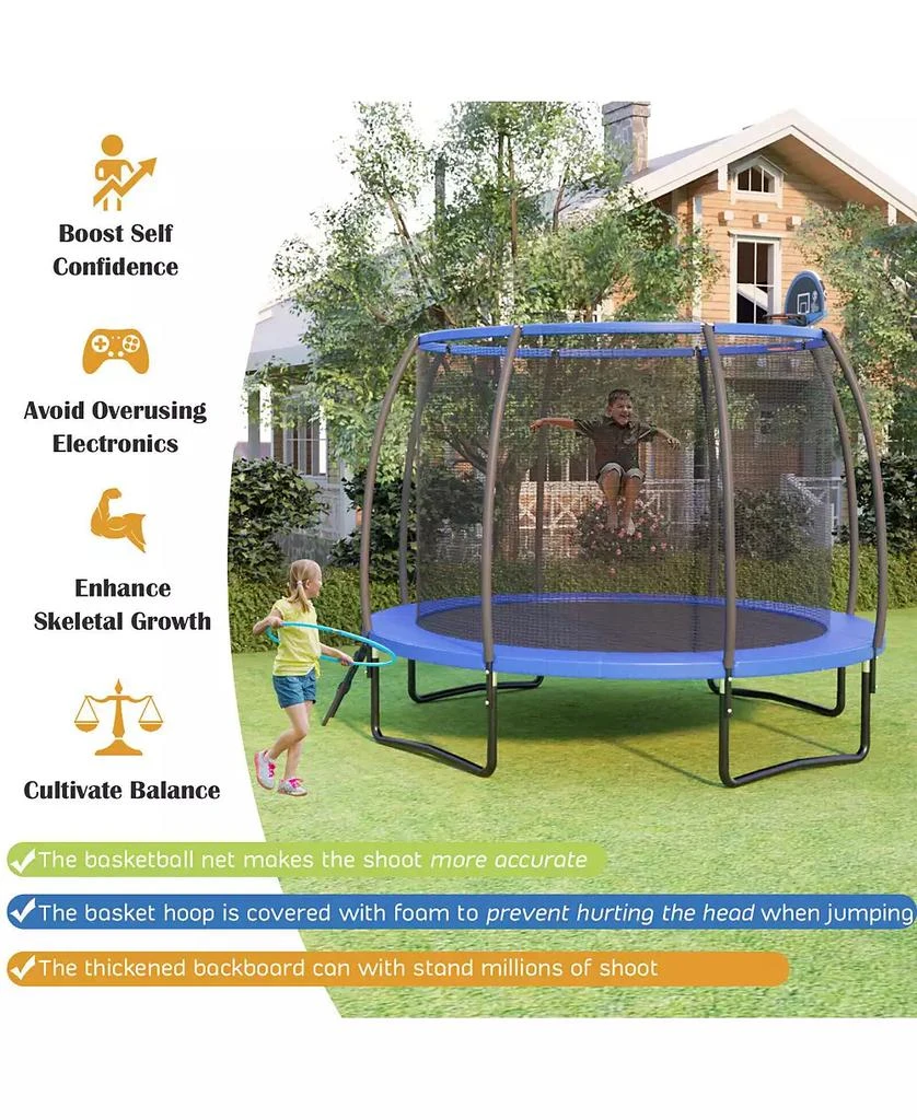 GOUUN 12 Feet Recreational Trampoline with Basketball Hoop 3