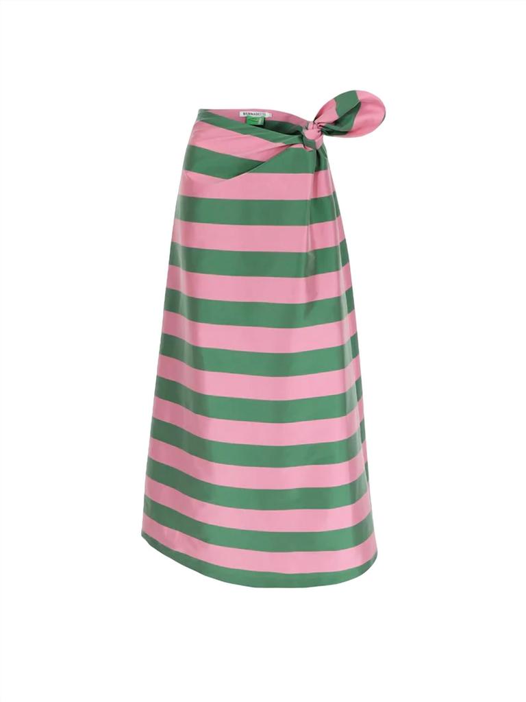 Bernadette Carlotta Striped Skirt In Winter Pink/pine Green