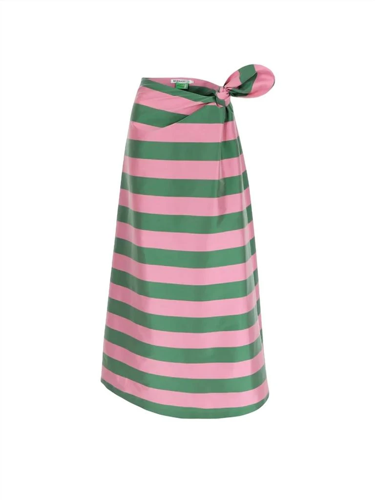 Bernadette Carlotta Striped Skirt In Winter Pink/pine Green 2