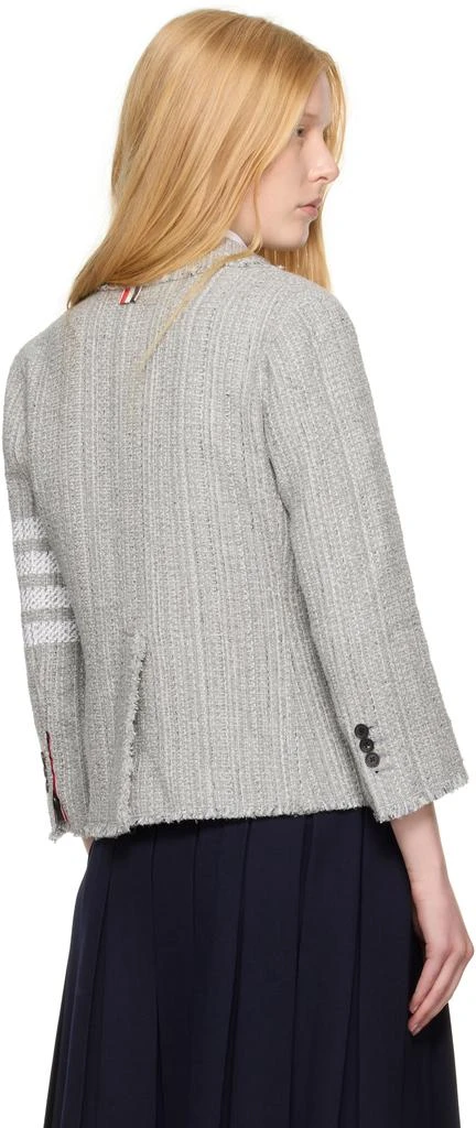 Thom Browne Gray Tweed Fray 4-Bar Cropped Sack Blazer 3