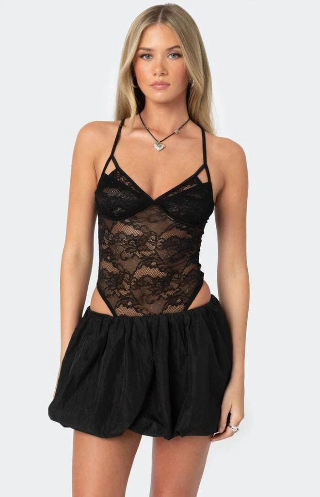 Edikted Strappy Sheer Lace Bodysuit 1
