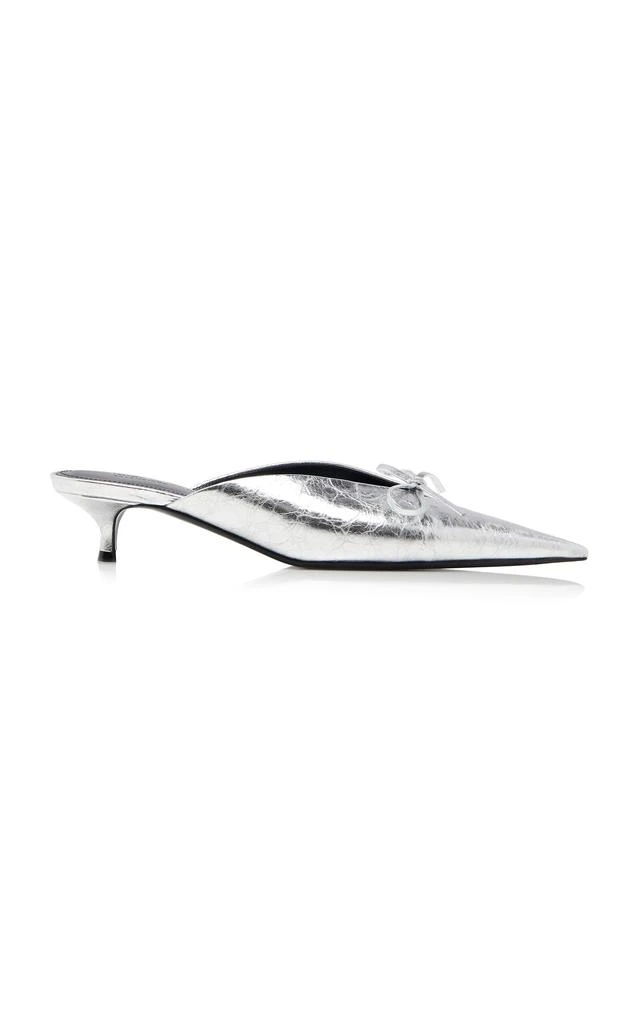 Balenciaga Balenciaga Knife Bow-Detailed Metallic Leather Mules - Moda Operandi 1