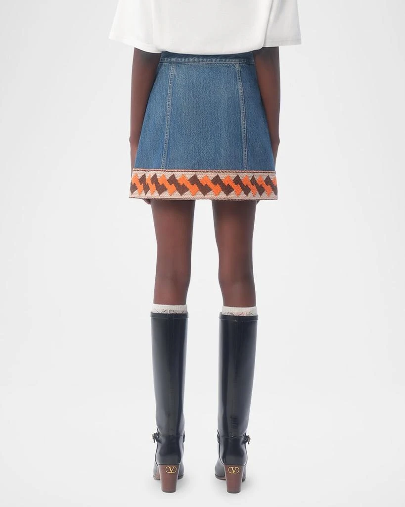 Valentino Embroidered Hem Denim Mini Skirt 3