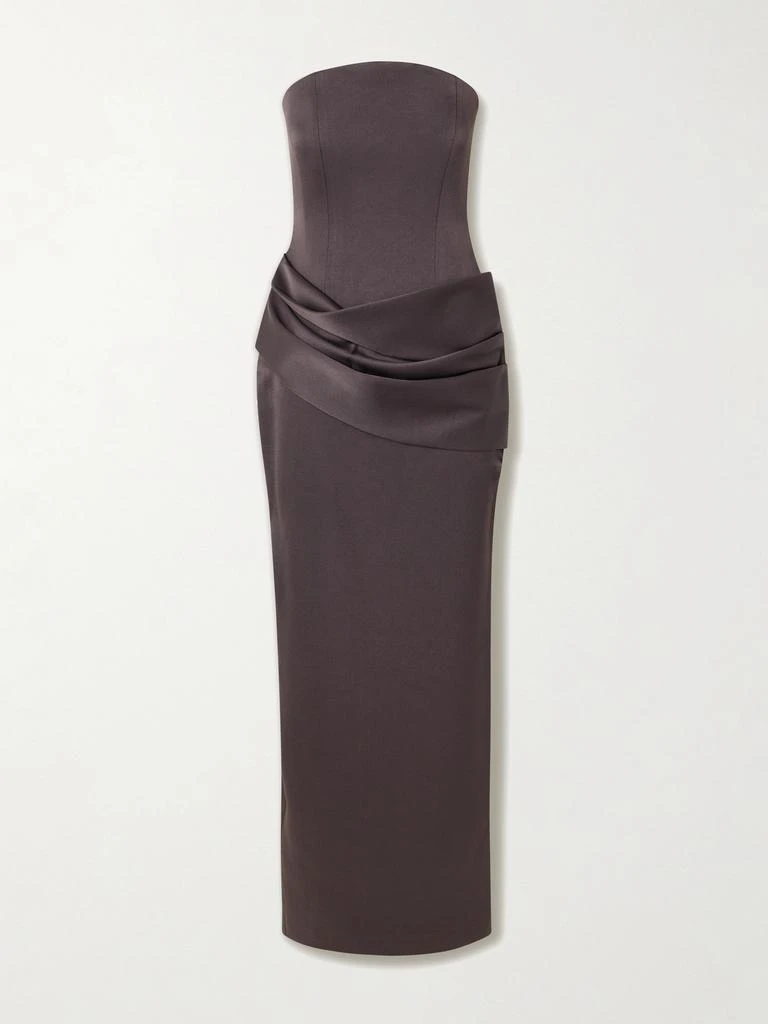 Alex Perry Strapless Draped Satin-crepe Gown - Dark gray