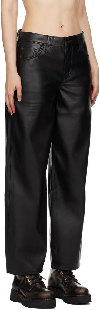 Levi's Black Baggy Dad Faux-Leather Trousers 2