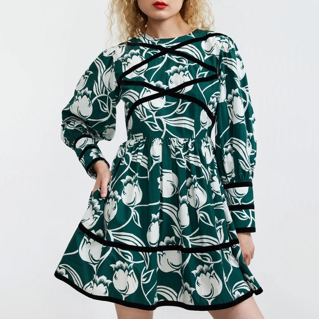 batsheva green dress Spring Prairie Dress in Ditsy Apples 0 / Mint Green