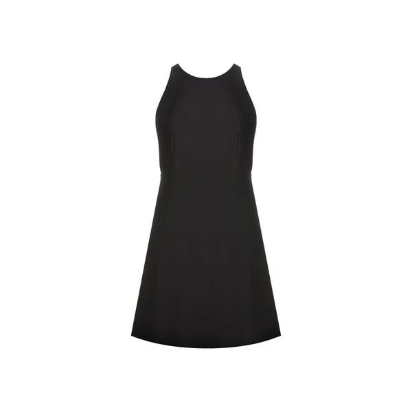 knee length dresses for ladies Black mini dress in Re-Nylon and lace main image 0