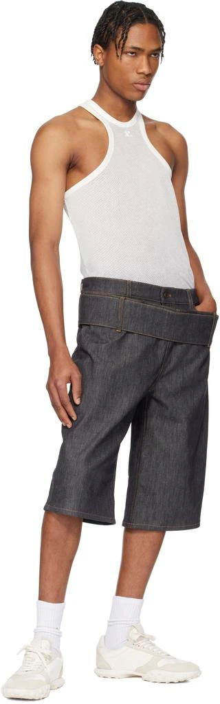 Courrèges Gray Double Belted Denim Shorts 4