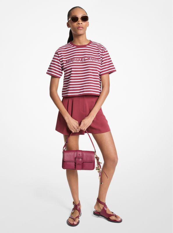 undefined Striped Logo Cotton Cropped T-Shirt