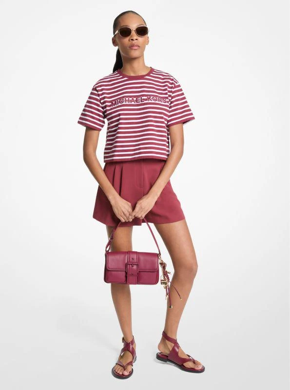 undefined Striped Logo Cotton Cropped T-Shirt 1