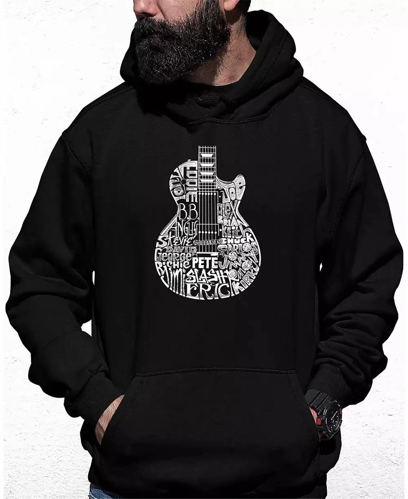 LA Pop Art Men's Rock Guitar Head Word Art Hooded Sweatshirt 1