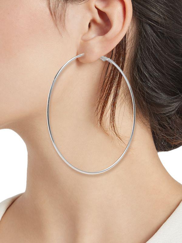 AVA & AIDEN Silvertone Plated Hoop Earrings