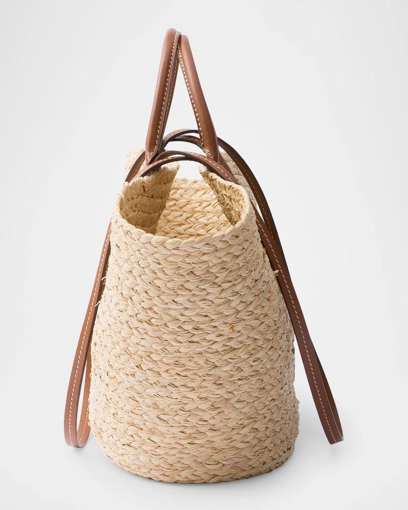 Prada Large Raffia and Leather Tote Bag 5