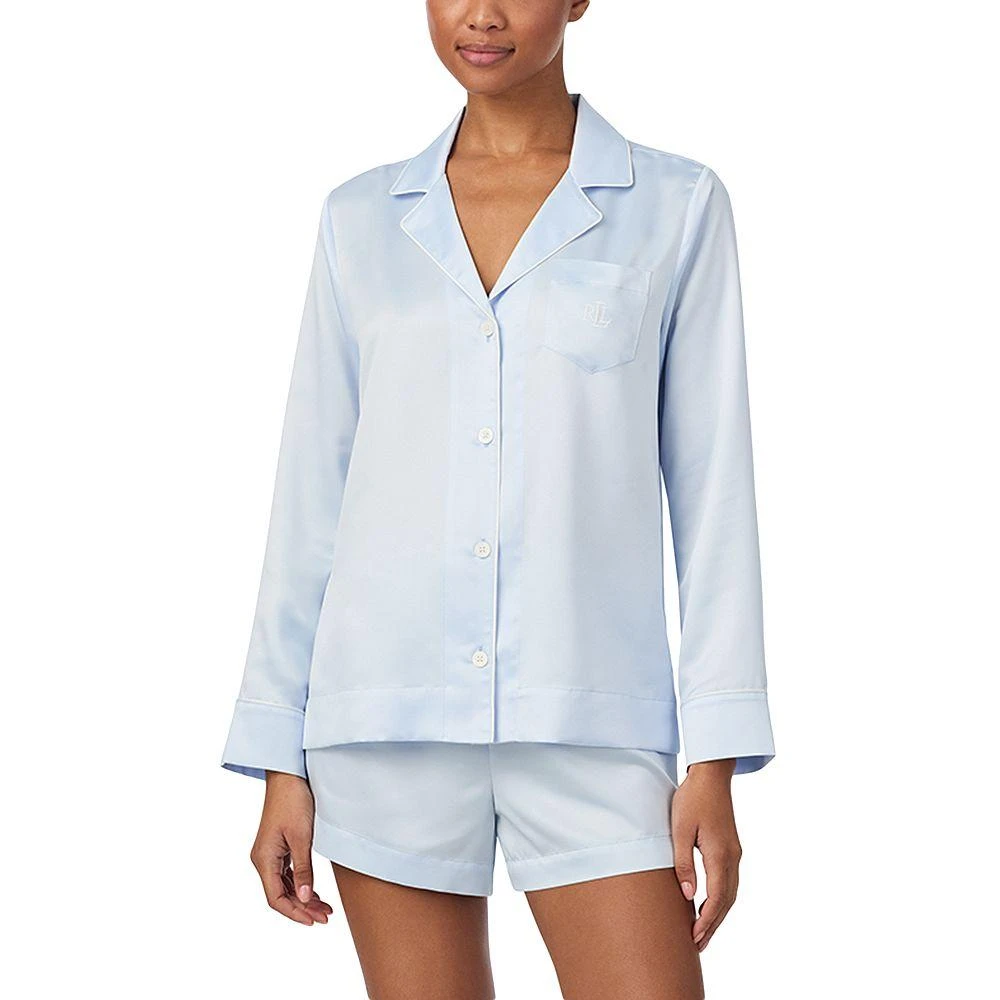 Ralph Lauren Long Sleeve Signature Satin Boxer Pajama Set 1