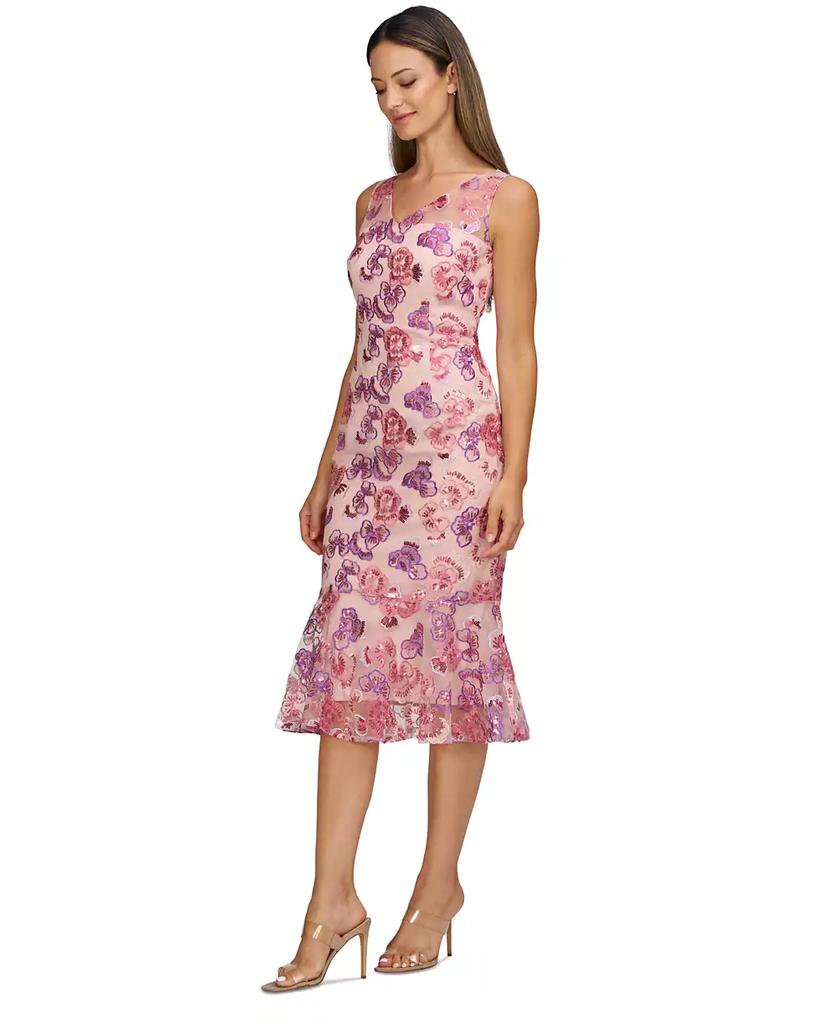 JS Collections Women's Embellished-Floral V-Neck Sleeveless Dress