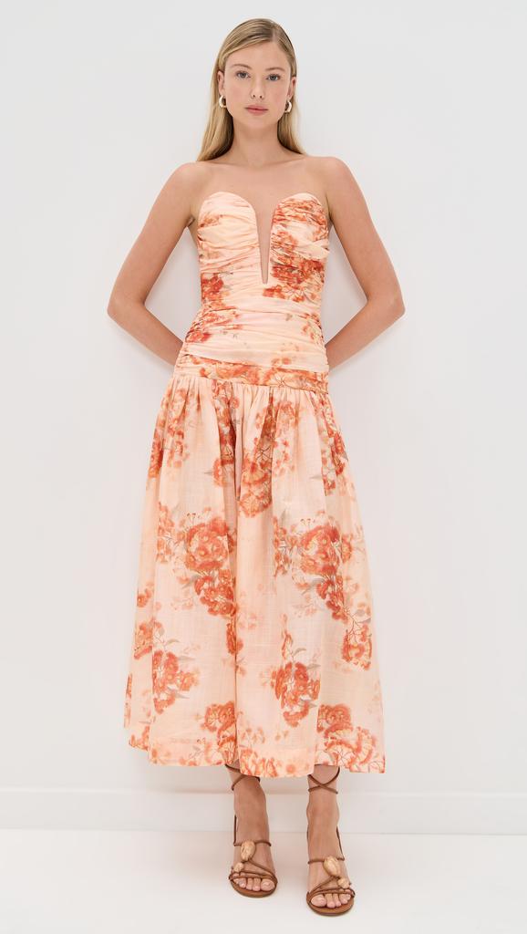 Zimmermann Cascadian Strapless Midi Dress