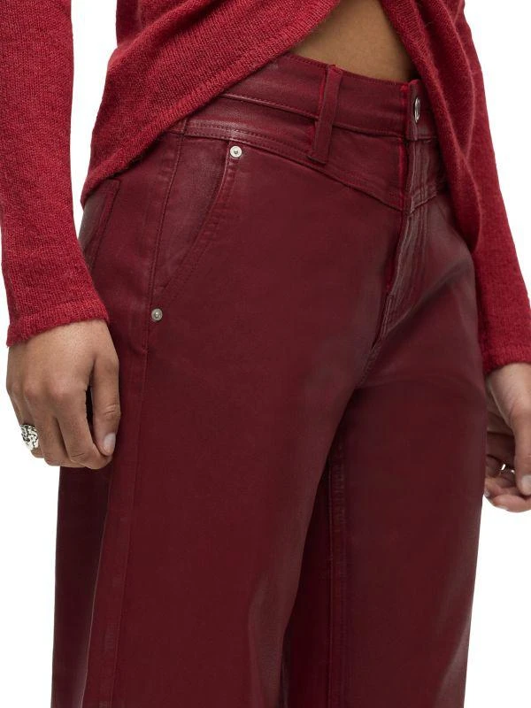 Hudson Rosie Coated High-Rise Stretch Wide-Leg Jeans 6