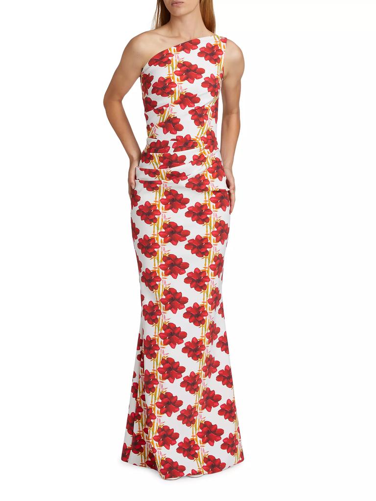 Chiara Boni La Petite Robe Angelina Floral One-Shoulder Mermaid Gown