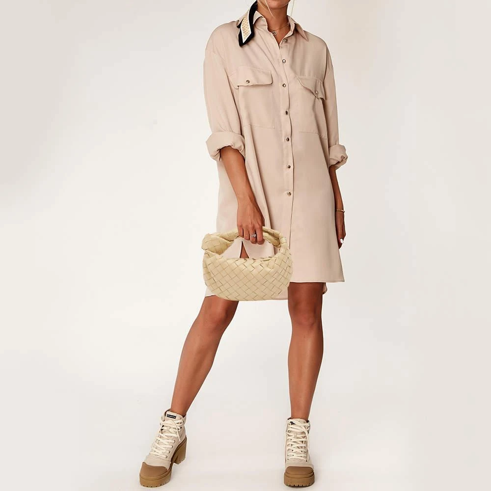 Bottega Veneta Bottega Veneta Beige Intrecciato Suede Mini Jodie Hobo 2